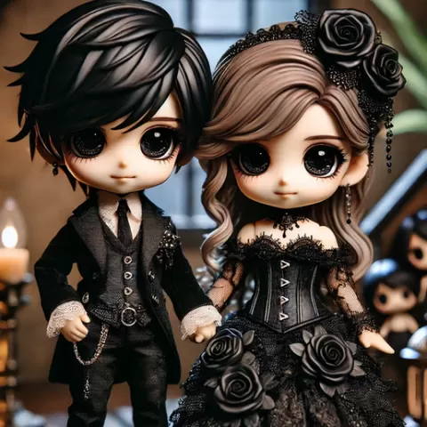 goth wedding chibi