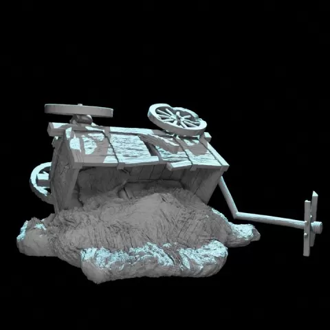 Destroyed Medieval Wagon STL File – 3D Printable Wargaming Terrain for 28mm & 32mm Tabletop Battles by Northern Crusades Miniatures