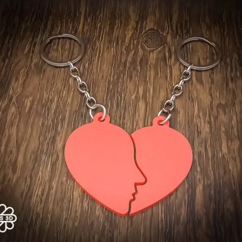 Split Heart Couple Keychain