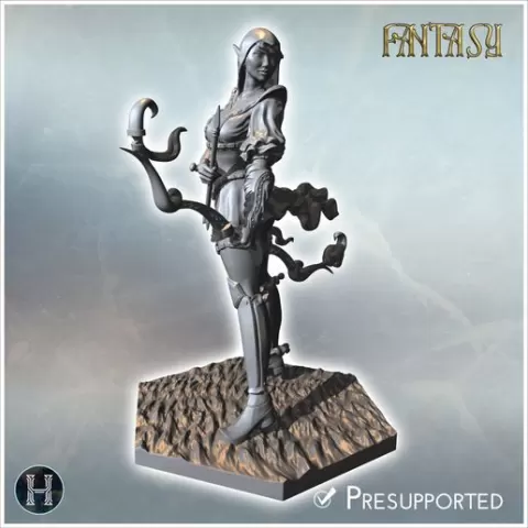 Female archer in armor with hood, quiver, detailed bracers, and boots, standing on textured ground (1) - Medieval Fantasy Magic Feudal Old Archaic Saga 28mm 15mm