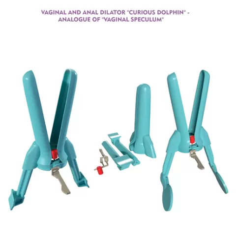 Vaginal and Anal dilator "curious dolphin" analogue of "gynecological speculum"