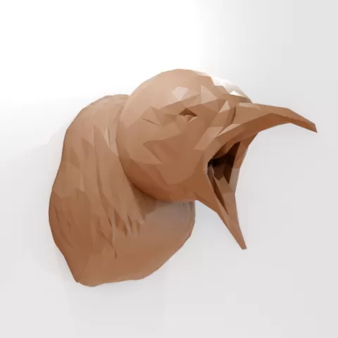 kiwi head wall mount screaming low poly stl