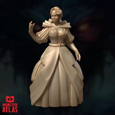 Noble Lady | Devil Cultist | Aristocrat Villain | DnD 5e STL Miniature | 32mm Resin by Monster Atlas Fantasy Miniatures