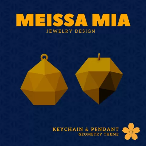 90. Disphenocingulum Keychain – 29. Johnson Solids Pendant and Keychain - 3D Print File for Geometric Keychain & Pendant - Girl's Fashion Accessories
