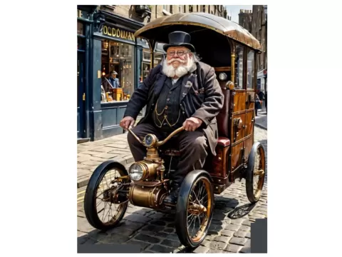 Brass-Bearded Gentleman on a Vintage Steam Trikeby 3D-Druck Graz