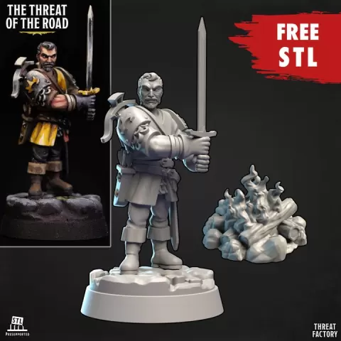 Human Veteran & Fire camp [The Threat of the Road Free STL] by Threat Factory