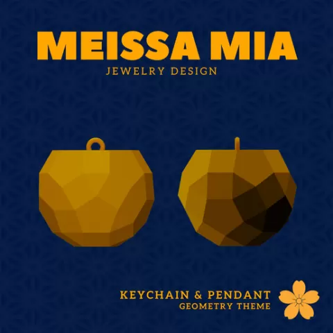 79. Bigyrate Diminished Rhombicosidodecahedron Keychain – 29. Johnson Solids Pendant and Keychain - 3D Print File for Geometric Keychain & Pendant - Girl's Fashion Accessories