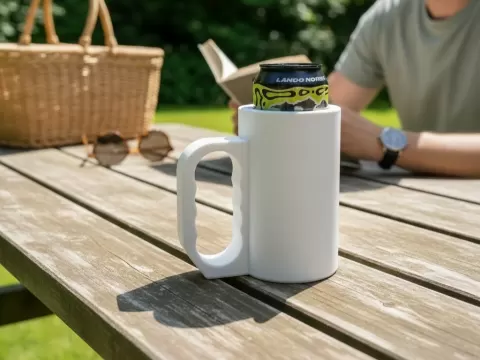 Insulating can cooler with three air chambers