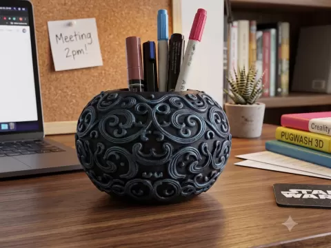 Oval Embossed Pen Holder