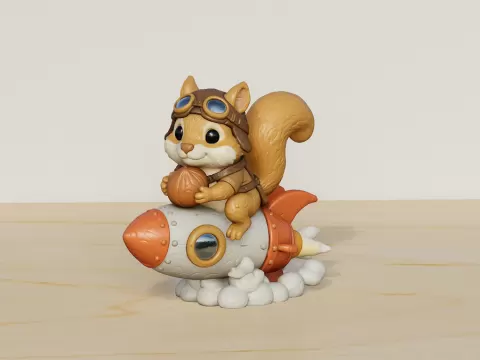 Rocket Squirrel Figurine
