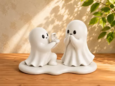Will You Be Mine? Cute Ghost Figurine