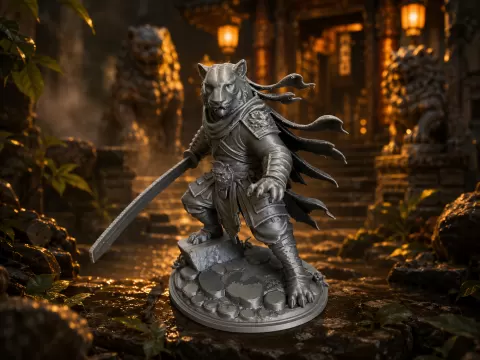 Tiger Samurai Statue-Highly detailed