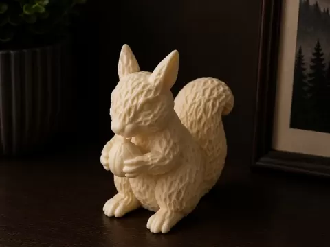 Cute Squirrel with Acorn- 3D Print Model