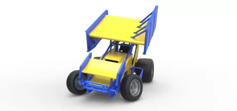 Winged Sprint car while turning Scale 1:25by 3DTechDesign