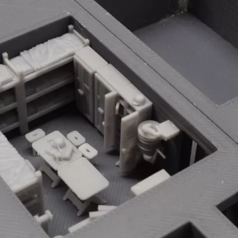 WW2 D-Day Atlantic Wall German - bunker furniture set (including air filtering unit, stove and different versions of bunk beds and lockers) - PRESUPPORTED version included! by Klaus Santa