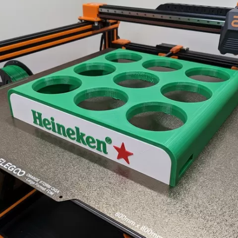 Bandeja Cervecera Heineken Edition – Soporte para 9 Vasos (Ø 80mmy 300 x 300mm superficie)