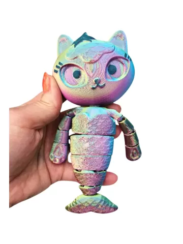 mermaid cat flexi toy, articulated toy gabbys dolls houseby Jadeandherbrush