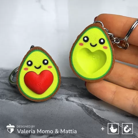Avocado Couple Keychain, Romantic San Valentine Gift,by Valeria Momo Mattia
