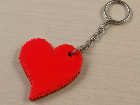 Pixelated heart keychain