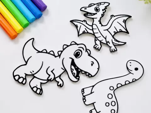 Plaquinhas de colorir - Dino