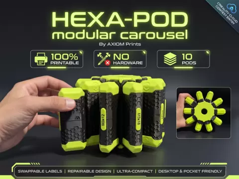 HEXA-Pod Modular Carousel: 100% Printable Infinite Storage