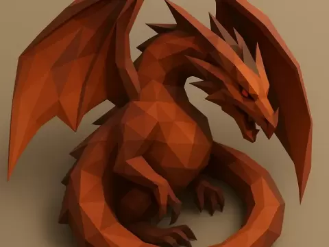 Low poly dragon curledby RoyRogerr