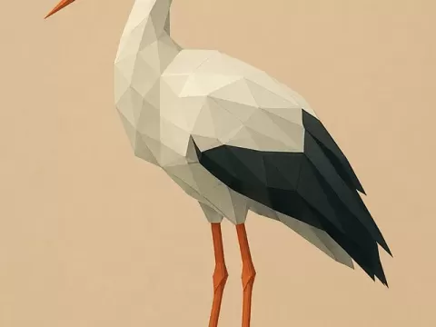 Low poly stork standingby RoyRogerr