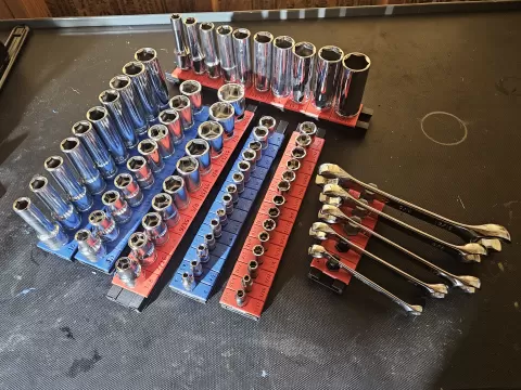 TrackTwist socket holder organizer 3/4" 1/2" 3/8" 1/4" drive SAE METRIC gridfinity V2 Wrench and tool organizer