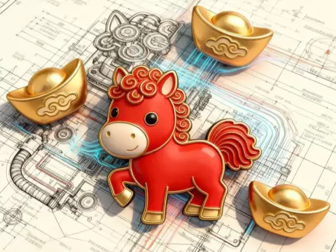 Auspicious Horse Ingot” Year of the Horse Fridge Magnet