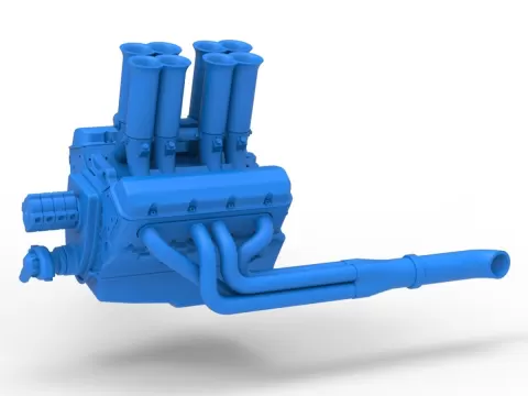 Engine V8 for Supermodified race car Version 5 Scale 1:25by 3DTechDesign