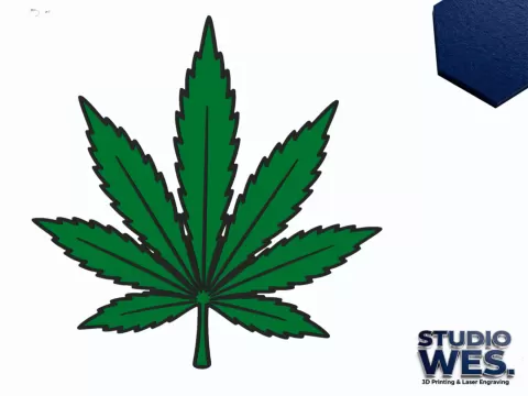 Cannabis Leaf - Wall Art (raised border)