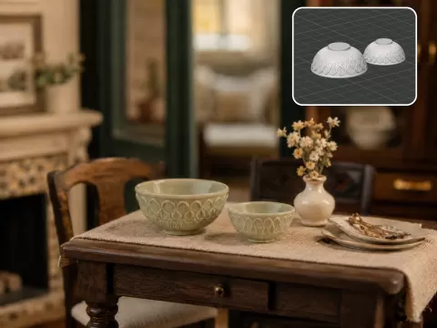 Dollhouse miniature model: tableware bowl #6
