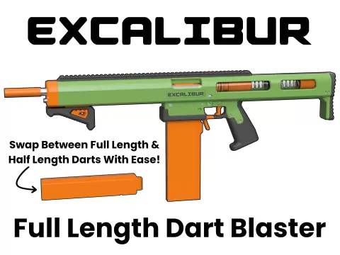 Excalibur - Full Length Dart, Pump Action Blaster (Nerf Homemade)