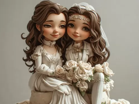 Two Brides Cake Topper 02