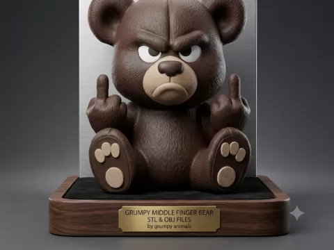 Grumpy Middle Finger Bear