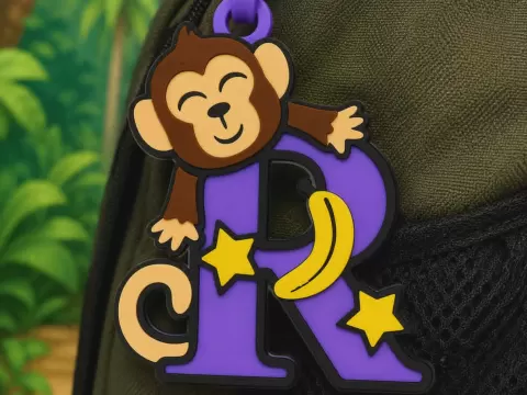 Monkey Alphabet Letters Keychain A-Z