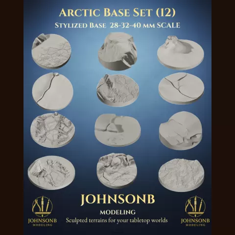 Arctic snow Base Toppers STL – Frozen Grimdark Miniature frozen Bases for D&D & Tabletop (28–32–40mm) by Florian Bodenon