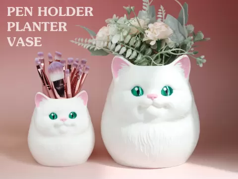 Cat Pen Holder / Pot / Vase