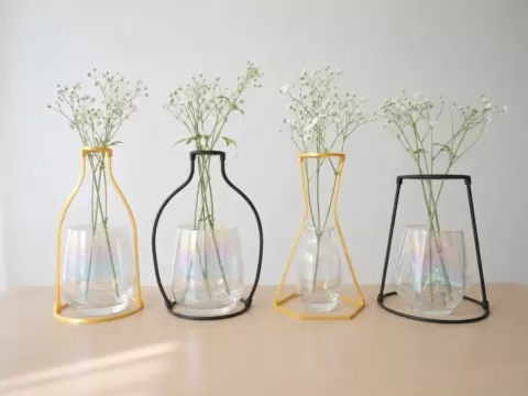 Wire Art Glass Vase Stand Set of 4 Designs