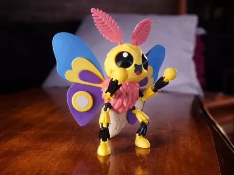 Articulated multicolored moth