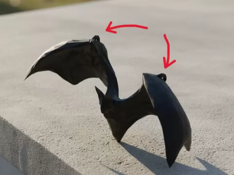 Halloween Bat Low-Poly Hanging Bat