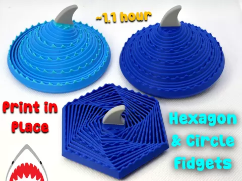 Shark Fin Hexagon and Round Fidget Toys (~1.1 hr)