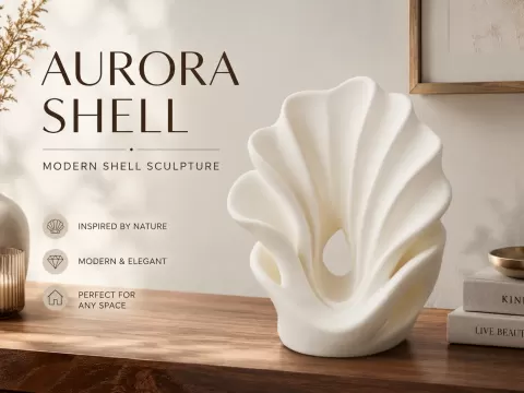 Moderne Muschel Skulptur – Abstraktes Dekoobjekt