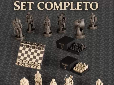 Viking Chess Set + Official Multicolor Board + Box