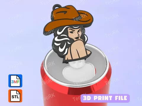 Soda Tab Opener Keychain sexy and beautiful cowgirl girl witby TeoRk