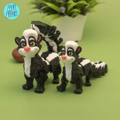 Skunk , Multicolor 3MF, Cute Articulated Flexi