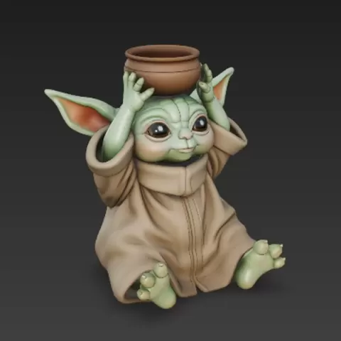 Baby Yoda with Bowl STL - The Child Grogu Fan Art 3D Printby Dijimiji