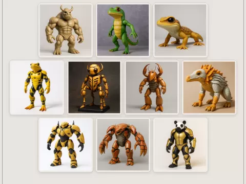 Kitbash Creature Collection – High-Poly Character Figureby MR AnyCAD