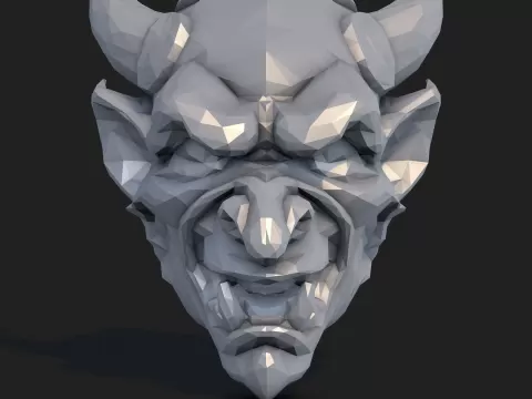 Gargoyle Demon Head Low Poly Gothic Mask STL - 3D Model