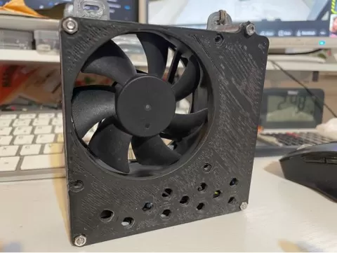 Portable 18650 powered fan for soldering exhaust fumes and cooling laptop.
